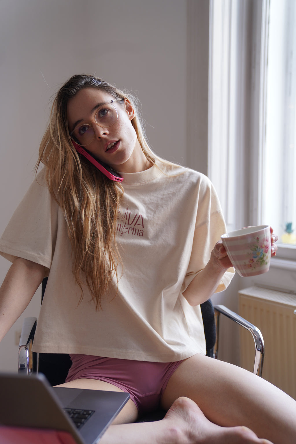 vanilla-cream LOGO shirt